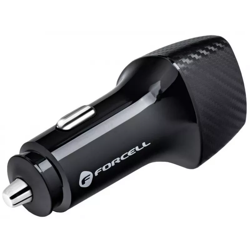 Forcell Carbon CC50-1A1C 38W Ładowarka samochodowa USB-C PD 3.0 + USB-A QC 3.0 Czarna