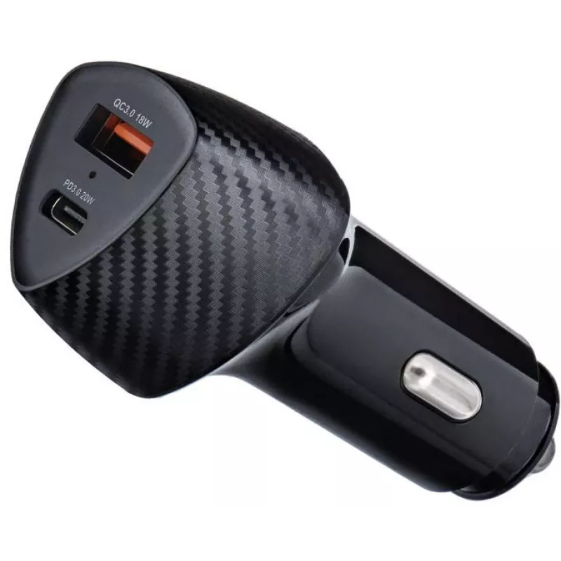 Forcell Carbon CC50-1A1C 38W Ładowarka samochodowa USB-C PD 3.0 + USB-A QC 3.0 Czarna