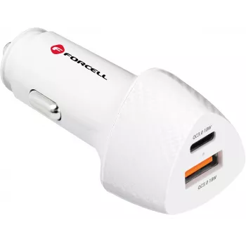 Forcell Carbon CC50-1A1C 38W USB-C PD + USB-A QC 3.0 Ładowarka samochodowa - Biały