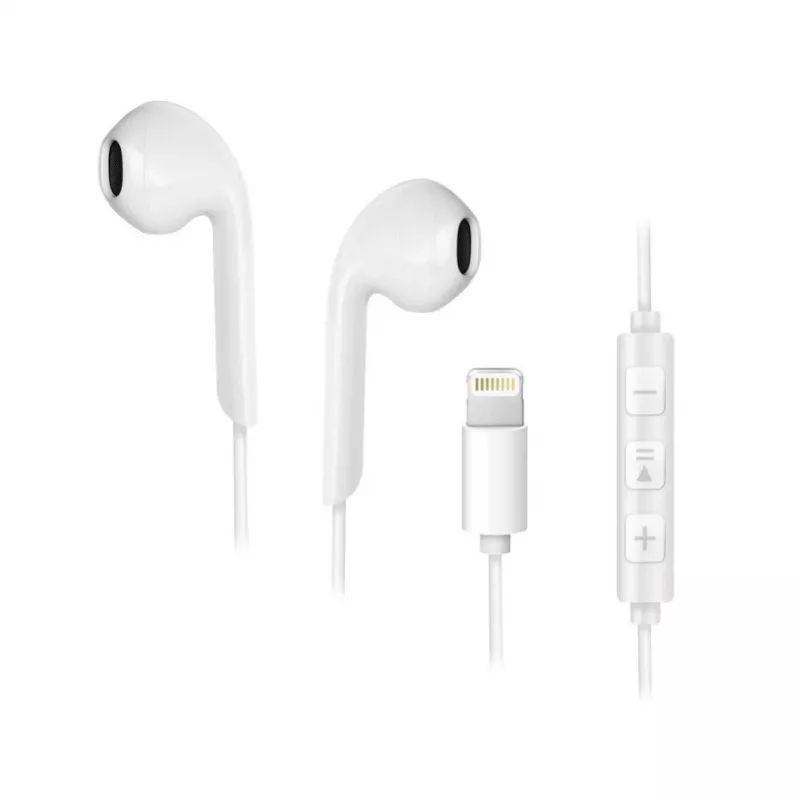 Forcell F-Audio HR-ME25 Słuchawki douszne Lightning z mikrofonem i pilotem, biały