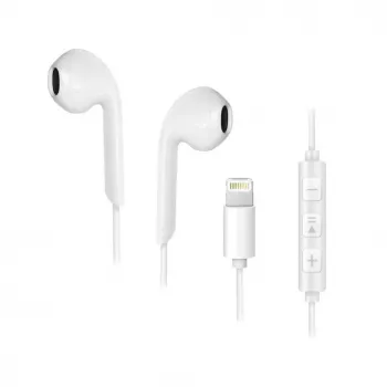 Forcell F-Audio HR-ME25 Słuchawki douszne Lightning z mikrofonem i pilotem, biały
