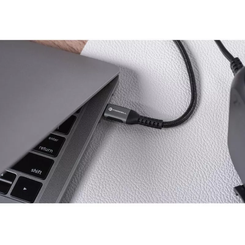 FORCELL F-Energy Cafule USB-C do USB-C Kabel 1.2m 240W 5A PD QC 4.0 Pleciony Czarny