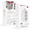 Forcell F-Energy VT-PS03 Listwa zasilająca Smart, 3x gniazda Schuko, USB-C PD 30W, 3x USB-A QC 3.0, Wi-Fi, sterowanie aplikacją Tuya, 2500W/10A