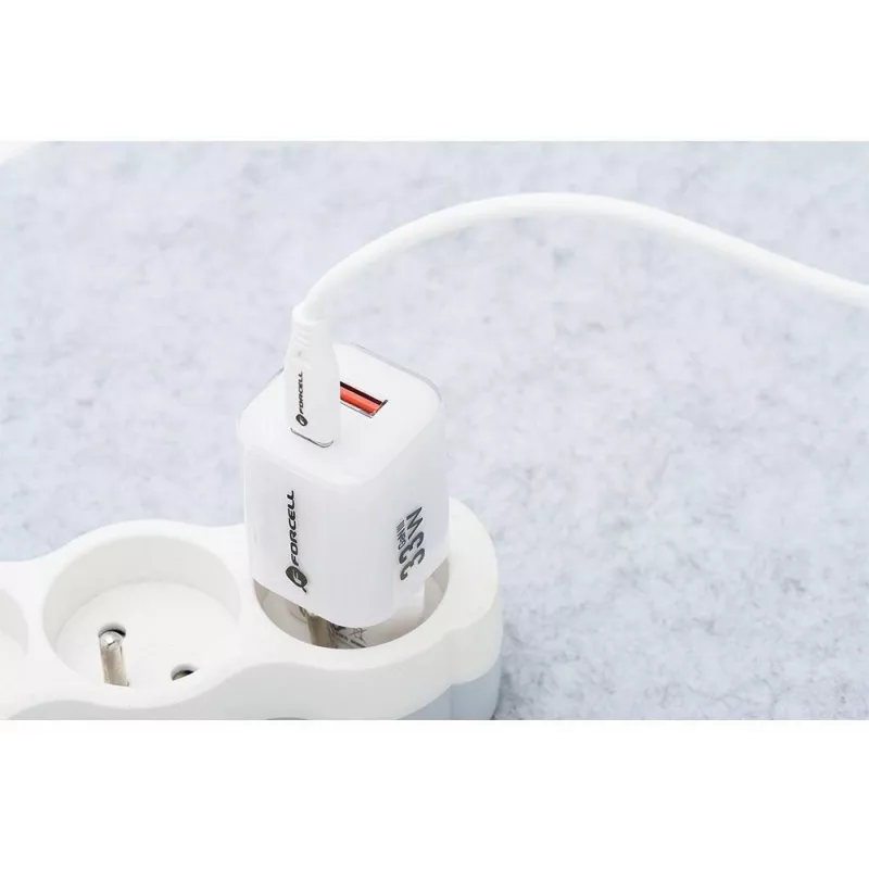 Forcell VT-41 GaN III 33W Ładowarka ścienna z 1x USB-C PD 3.0 i 1x USB-A QC 4.0 (Biała)