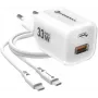 Forcell VT-41 GaN III 33W Ładowarka ścienna z 1x USB-C PD 3.0 i 1x USB-A QC 4.0 (Biała)