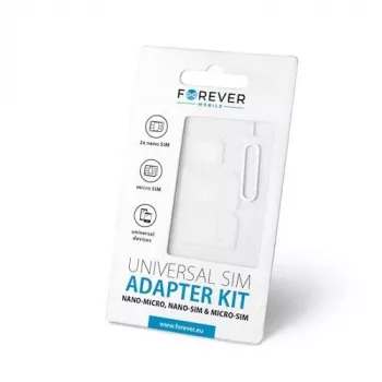 Forever Universal NANO SIM/Micro, Micro SIM to NANO/SIM (3in1) SIM Card Adapter Kit z pinem do wysuwania