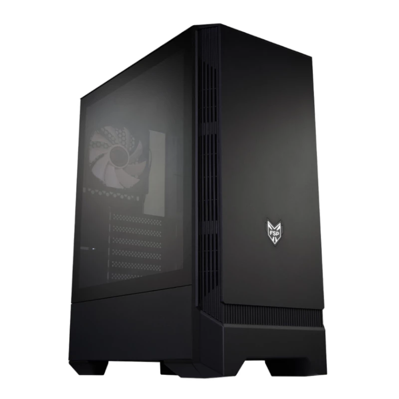 FSP CMT260 ATX Mid-Tower Gaming Case - Tempered Glass, Black