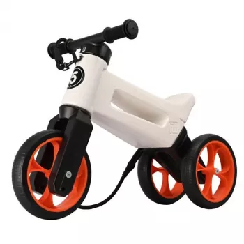 FUNNY WHEELS Rider Super 2-in-1 Convertible Balance Bike and Tricycle, White/Orange
