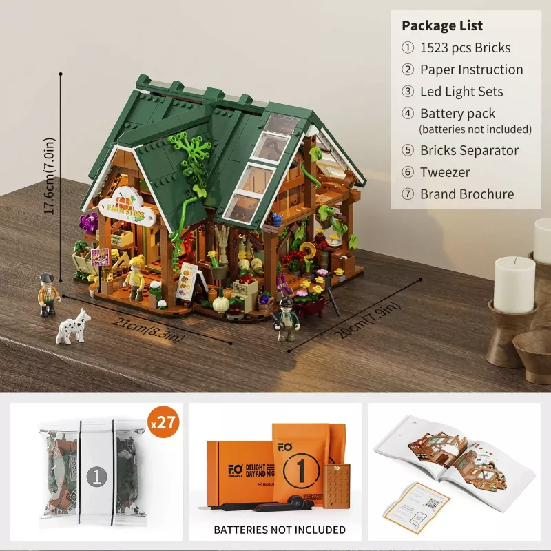 Funwhole Lumibricks Zestaw klocków Sklep na farmie (2688 elementów) z oświetleniem LED