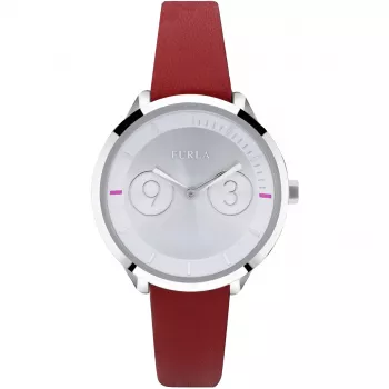 FURLA Giada Zegarek Damski Kwarcowy Analogowy R4251102507 31mm Srebrna Tarcza Czarny Skórzany Pasek