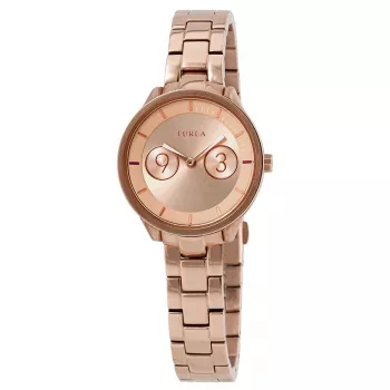 Zegarek damski FURLA Giada R4253102518 31mm Koperta ze stali szlachetnej PVD w kolorze różowego złota Różowy skórzany pasek Srebrna tarcza