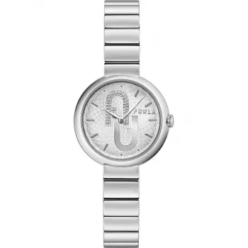 Zegarek damski FURLA Logo WW00005011L1 32mm Koperta ze stali nierdzewnej w kolorze różowego złota Różowy skórzany pasek Kwarcowy analogowy