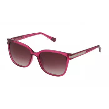 Okulary przeciwsłoneczne Furla SFU336 dla kobiet - oprawka Havana z akrylanu z soczewkami gradientowymi brązowymi - 55/18/135 mm