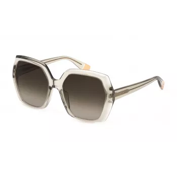 FURLA SFU620V5603GE Okulary przeciwsłoneczne damskie - Błyszcząca czarna oprawka acetatowa z szarymi soczewkami gradientowymi