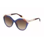 FURLA SFU683-5506NA Damskie okulary przeciwsłoneczne motylkowe kocie oko, oprawka acetatowa w kolorze havana żółw, brązowe soczewki gradientowe 55mm