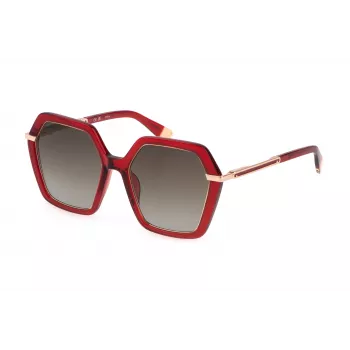Okulary przeciwsłoneczne damskie FURLA SFU691-5406NL - Brązowy gradient - 54/19/140 mm