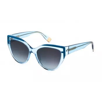FURLA SFU694-5506N1 Damskie okulary przeciwsłoneczne kocie oko - oprawka acetatowa, soczewki poliwęglanowe, ochrona UV400 - 55/18/140 mm