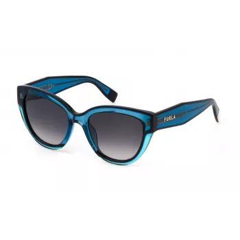 Okulary przeciwsłoneczne damskie FURLA SFU779V5306N1 Havana oprawka acetatowa brązowe soczewki poliwęglanowe 53mm