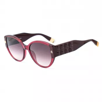 Okulary przeciwsłoneczne FURLA SFU784-570AFD dla kobiet, oprawka Havana acetatowa, soczewki brązowe gradientowe 57/19/140 mm