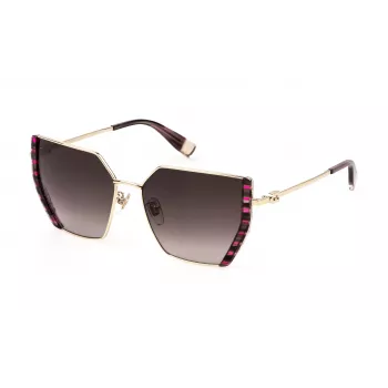 Okulary przeciwsłoneczne damskie FURLA SFU786V570AHL, oprawka z acetatu w kolorze havana brown, soczewki brązowe gradientowe 57/14/140 mm