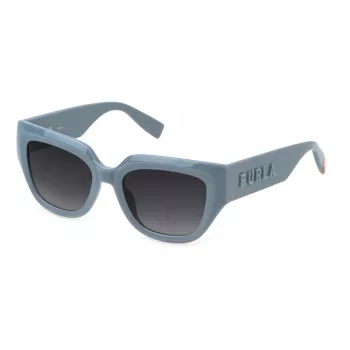 FURLA SFU809V5304GT Damskie okulary przeciwsłoneczne w kształcie kwadratu Havana Brązowy Gradient 53mm