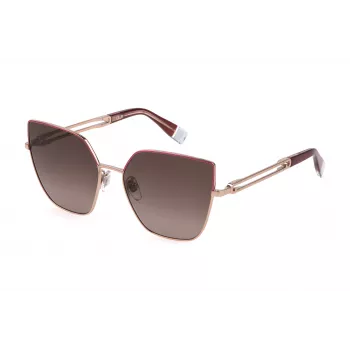 Okulary przeciwsłoneczne FURLA Cat Eye dla kobiet SFU690-580SHP Oprawka Havana Brown Acetate Soczewki Brązowy Gradient 58/17/135 mm