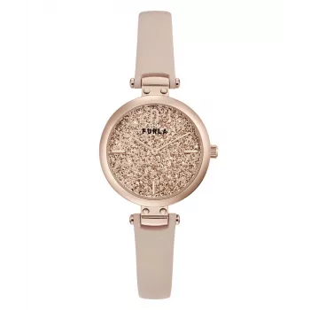 Zegarek damski FURLA WW00018008L3 38mm Stal nierdzewna Kwarcowy Analogowy Srebrna tarcza Czarny pasek skórzany