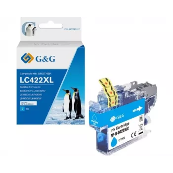 G&G Kompatybilny wkład z tuszem w kolorze cyjan dla Brother LC422XLC (Wysoka wydajność, 1500 stron) - 20585