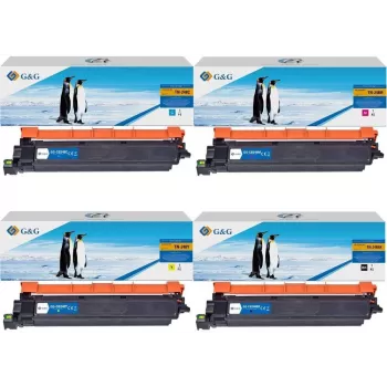 Zestaw kompatybilnych tonerów G&G do Brother TN-248XL (czarny, cyjan, magenta, żółty) – 4 sztuki, wysoka wydajność