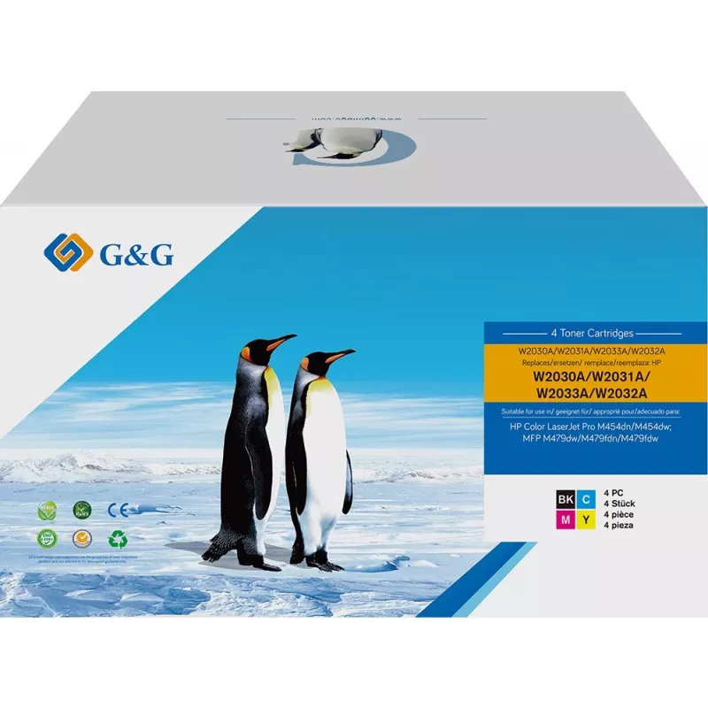 G&G NT-PH2030BK/C/M/YB-V5-UP-4-S1 Toner Cartridge 4-Pack Black, Cyan, Magenta, Yellow