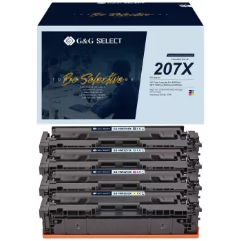 G&G Select XL Toner 4-Pack dla HP 207X (Czarny, Cyan, Magenta, Żółty) - Kompatybilny, Wysoka Wydajność
