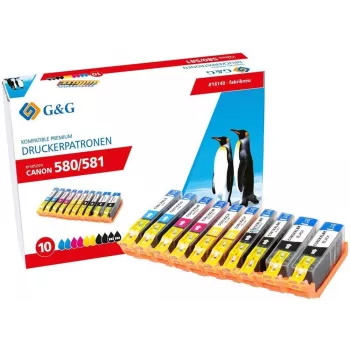 Zestaw wkładów atramentowych G&G XXL 10 sztuk do Canon PGI-580/CLI-581