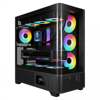 Gamdias Atlas P2 GAMING obudowa Mid-Tower ARGB ze szkłem hartowanym, czarna, 4 wentylatory 120mm ARGB