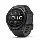 Garmin fēnix 9 Pro – inReach, 43mm, Carbon Gray DLC Titanium z czarnym/szarym silikonowym paskiem Pebble Grey