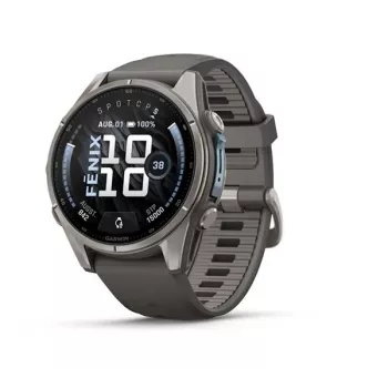 Garmin Fenix 9 – 43mm, tytanowy z silikonowym paskiem Pebble Grey