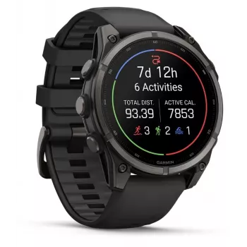 Garmin fenix 9 – 47mm, Carbon Grey DLC Titanium z czarnym silikonowym paskiem