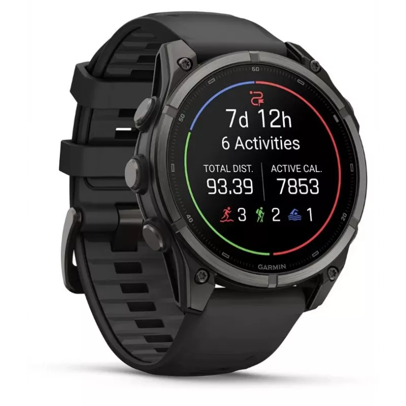 Garmin fenix 9 – 47mm, Carbon Grey DLC Titanium z czarnym silikonowym paskiem
