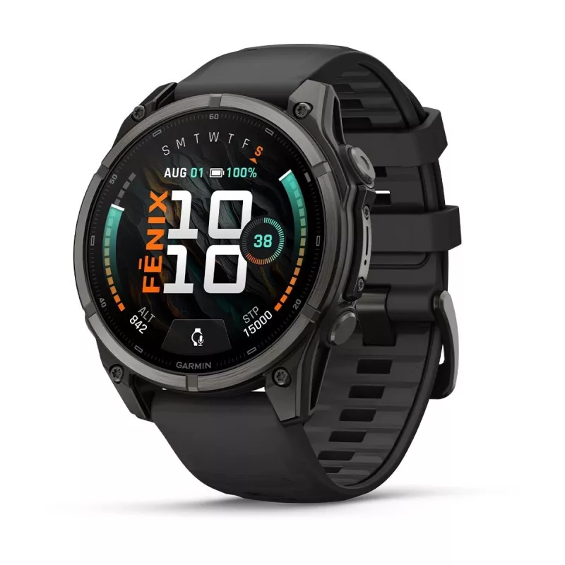 Garmin fenix 9 – 47mm, Carbon Grey DLC Titanium z czarnym silikonowym paskiem