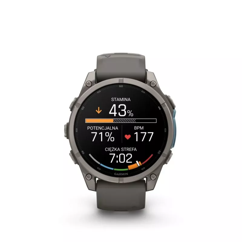 Garmin Fenix 9 – 47 mm tytanowy z silikonowym paskiem Pebble Grey