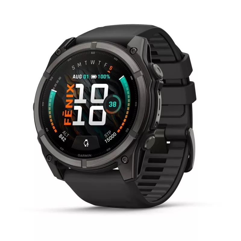 Garmin fenix 9 – 51 mm, Carbon Grey DLC Titanium z czarnym silikonowym paskiem 010-04763-11