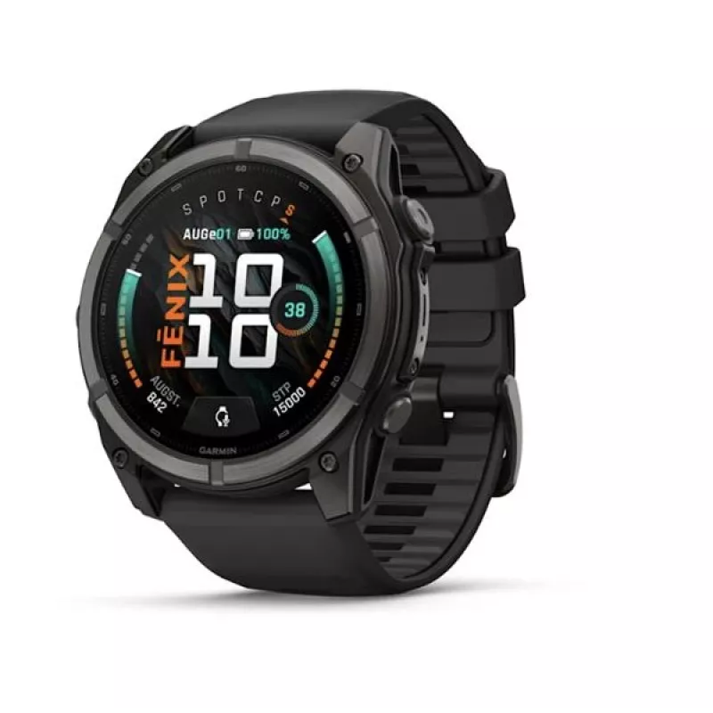 Garmin fenix 9 – 51 mm, Carbon Grey DLC Titanium z czarnym silikonowym paskiem 010-04763-11