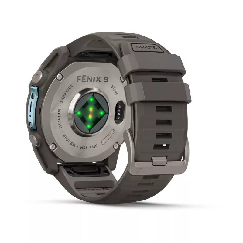 Garmin fenix 9 – 51 mm, tytanowy z silikonowym paskiem Pebble Grey 010-04763-01