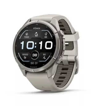 Garmin Fenix 9 Pro – 43mm Tytanowy z Fog Grey/Dark Sandstone Silikonowym Paskiem