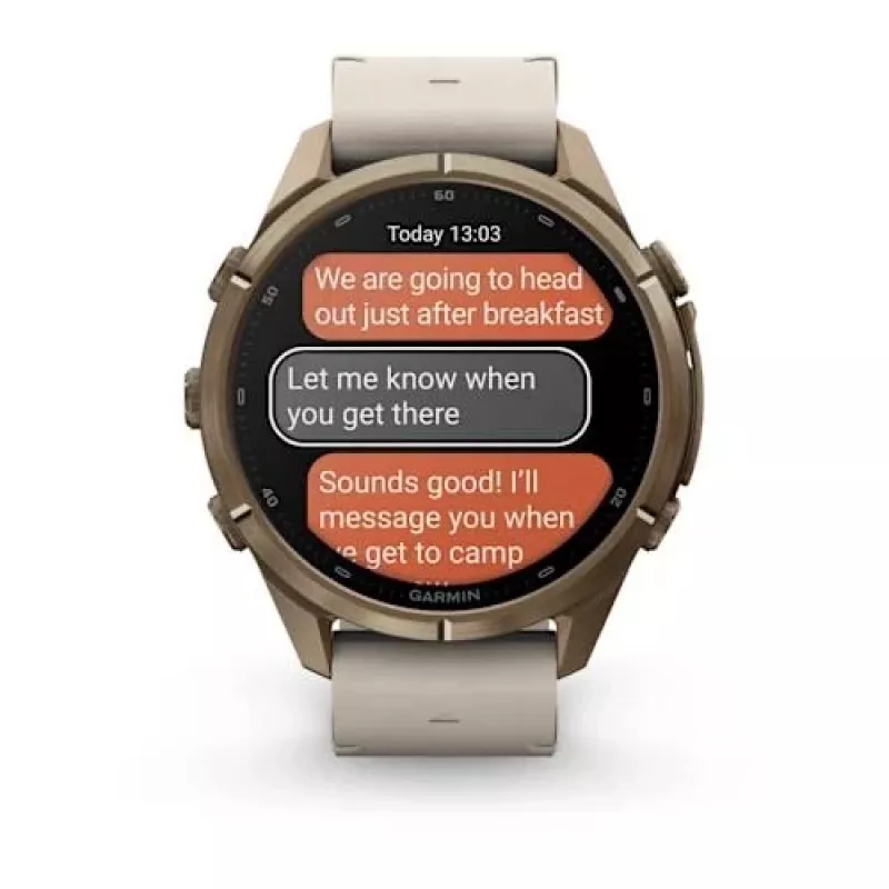 Garmin Fenix 9 Pro – inReach, 43mm Autumn Gold Titanium z opaską silikonową Cream/French Grey