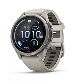 Garmin Fenix 9 Pro – inReach, 43mm Tytanowy z Fog Grey/Dark Sandstone Silikonowy Pasek
