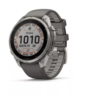Garmin fenix 9 Pro – inReach, Solar, 47mm Tytan z szarym silikonowym paskiem Pebble Grey