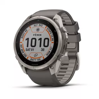 Garmin Fenix 9 Pro – inReach, Solar, 51mm Tytan z szarym krzemionkowym paskiem Pebble Grey