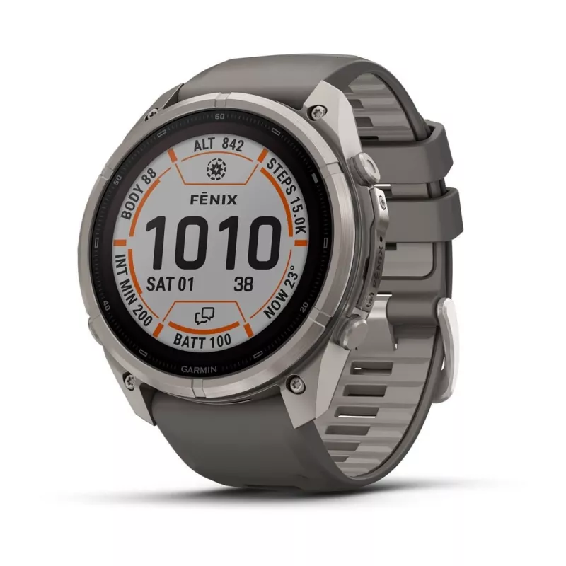 Garmin Fenix 9 Pro – inReach, Solar, 51mm Tytan z szarym krzemionkowym paskiem Pebble Grey