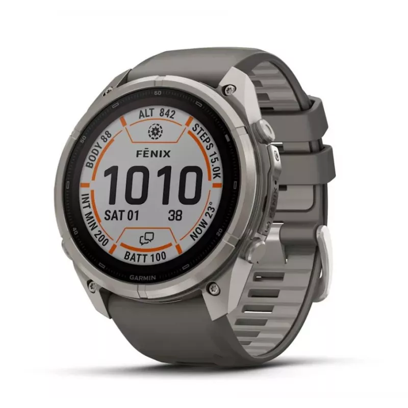 Garmin Fenix 9 Pro – inReach, Solar, 51mm Tytan z szarym krzemionkowym paskiem Pebble Grey
