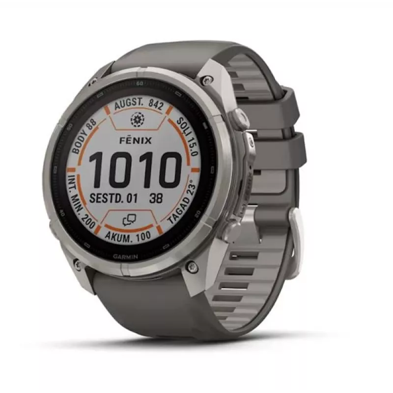 Garmin Fenix 9 Pro – inReach, Solar, 51mm Tytan z szarym krzemionkowym paskiem Pebble Grey